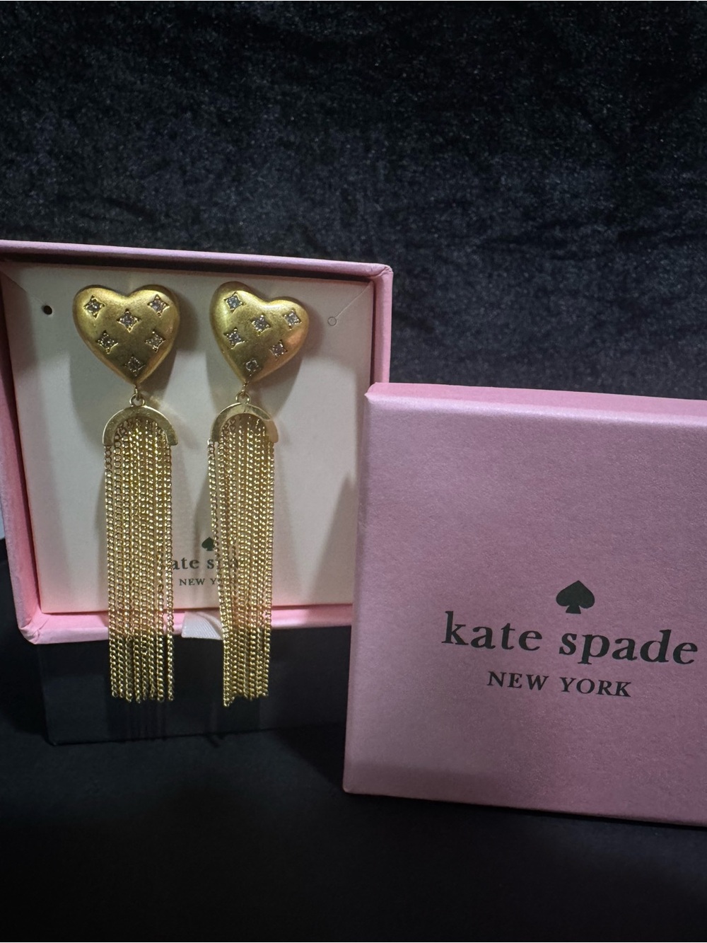 kate spade Gold Heart Tassel Drop Earrings